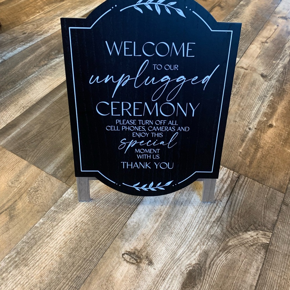 Black Unplugged Ceremony Sign Wedding Decor
